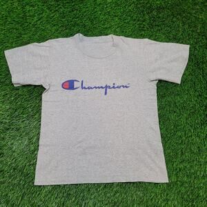Vintage 80s Champion Script Logo T-Shirt Womens M/L Cropped Baby Tee